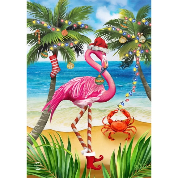 Briarwood Lane Garden Flag 12x18 For Outdoor Christmas in Paradise Flamingo For Christmas Garden Flag Flags For Outside