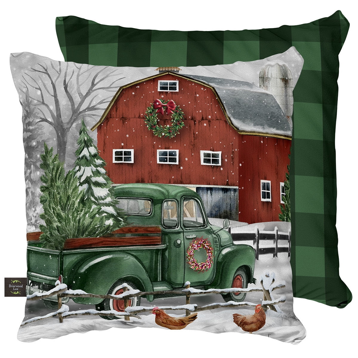 Christmas Farm Scene Rectangular Polyester Throw Pillow