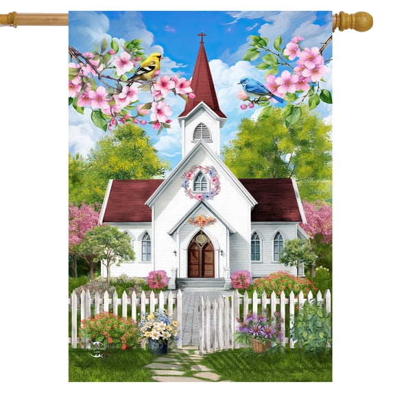 Briarwood Lane House Flag 40x28 For Outdoor Church in Spring For Spring House Flag