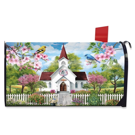 Briarwood Lane Church in Spring Mailbox Cover