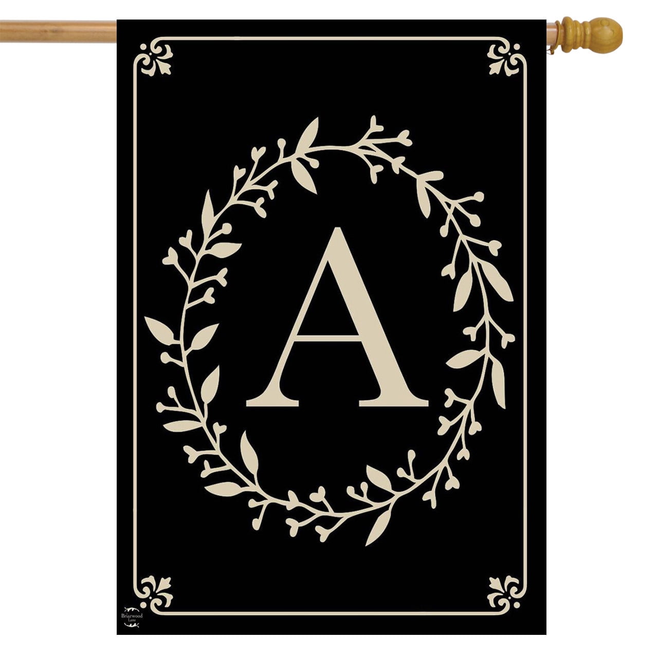 Classic Black Monogram Letter A House Flag