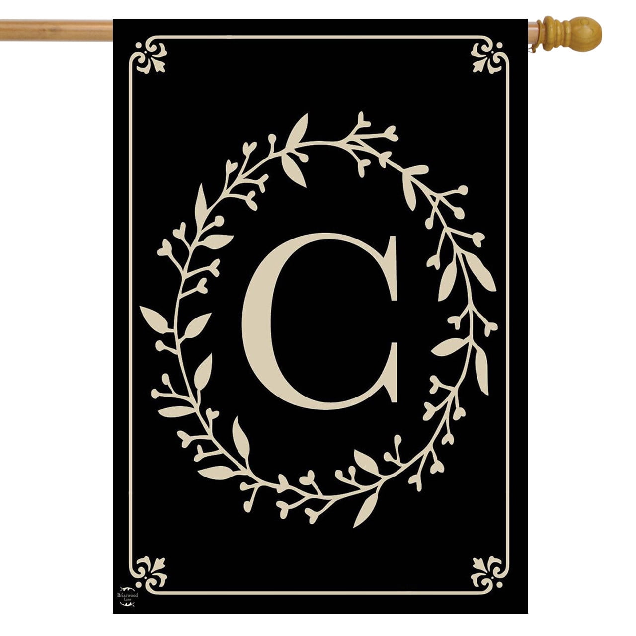 Classic Black and Beige Monogram House Flag, 40" x 28"