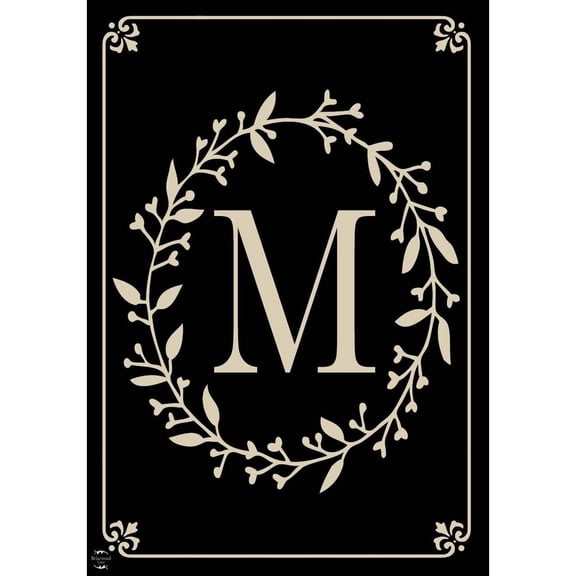Briarwood Lane Everyday Double Sided House Flag 40x28 For Outdoor Classic Monogram Letter M Double-Sided House Flag