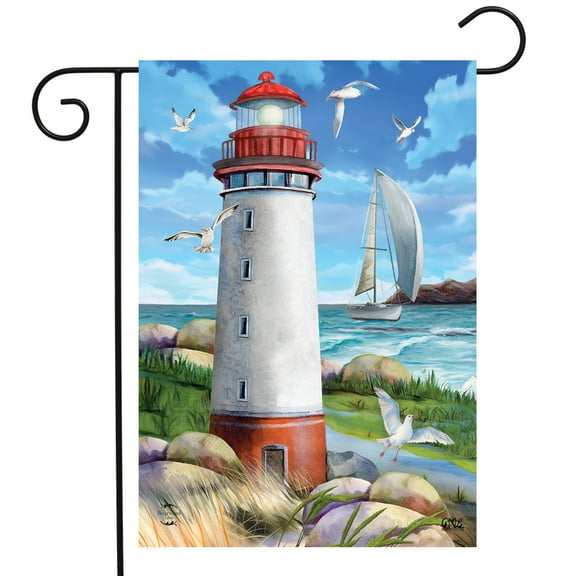 Briarwood Lane Coastal Lighthouse Nautical Garden Flag