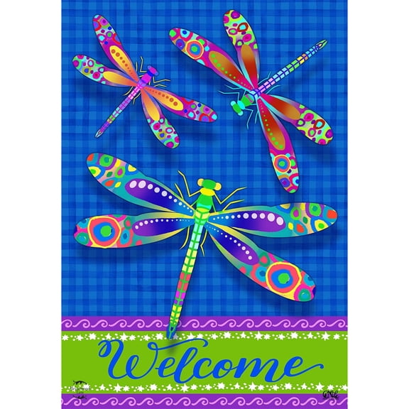 Briarwood Lane House Flag 40x28 For Outdoor Colorful Dragonflies Summer For Summer House Flag