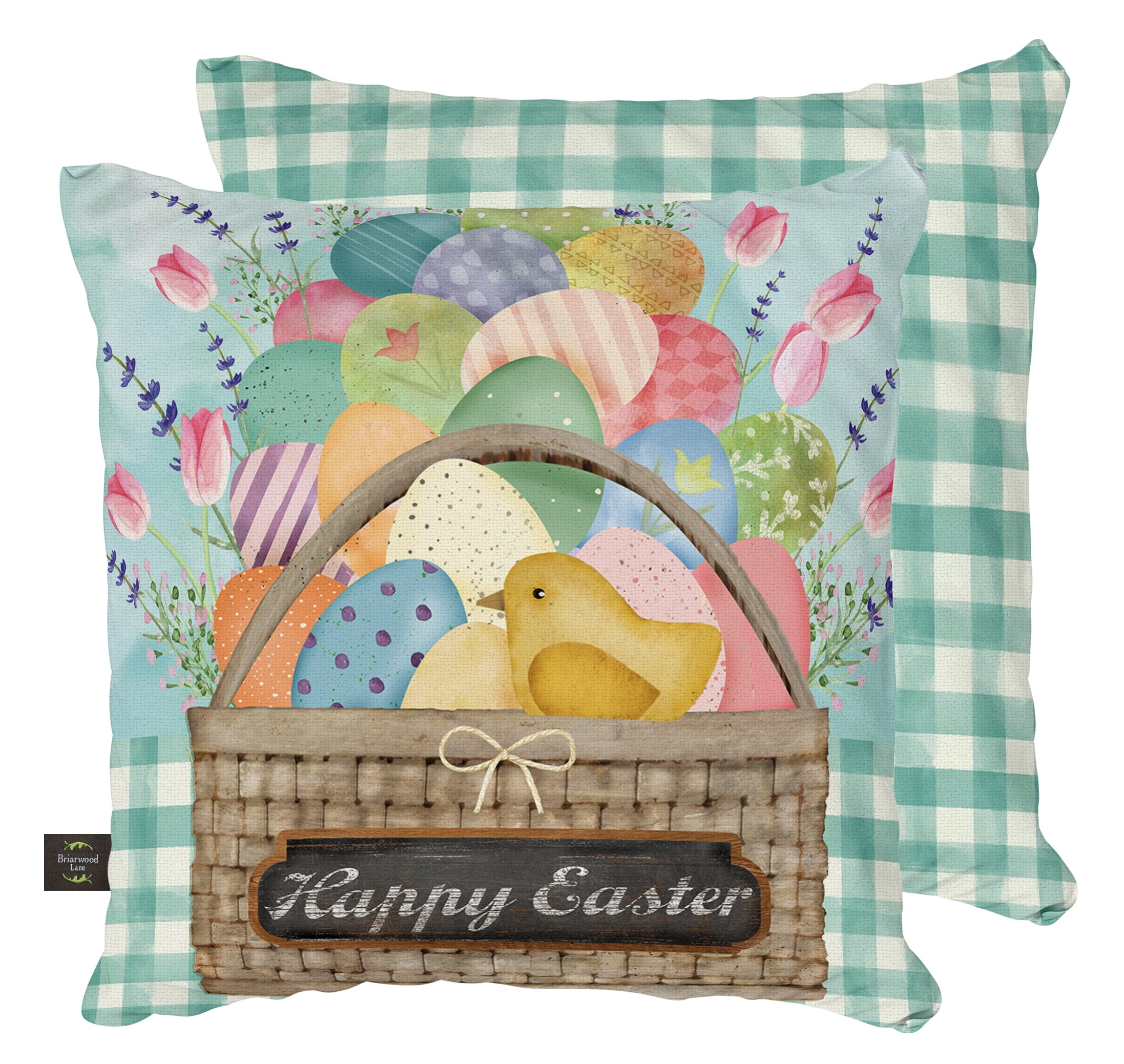 Briarwood Lane Indoor/Outdoor Pillow 17x17 Colorful Easter Basket For Easter Pillow