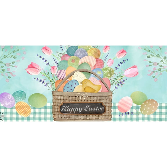 Briarwood Lane Colorful Easter Basket Mini Mat 22x10 Indoor Outdoor For Easter Doormat