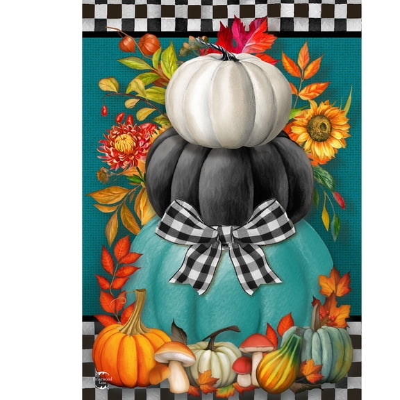 Briarwood Lane Fall House Flag 40x28 For Outdoor Colorful Pumpkin Stack For Fall House Flag