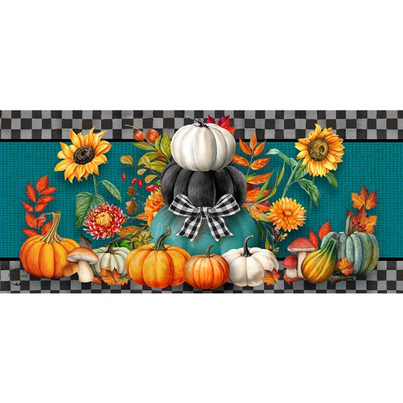 Briarwood Lane Fall Colorful Pumpkin Stack Mini Mat 22x10 Indoor Outdoor For Fall Doormat