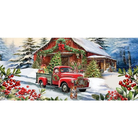 Briarwood Lane Country Christmas Mini Mat 22x10 Indoor Outdoor For Christmas Doormat