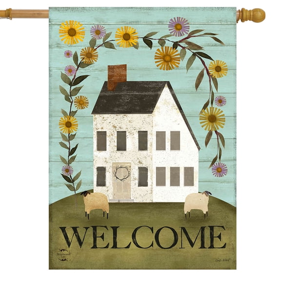 Briarwood Lane Spring House Flag 40x28 For Outdoor Country Saltbox For Spring House Flag