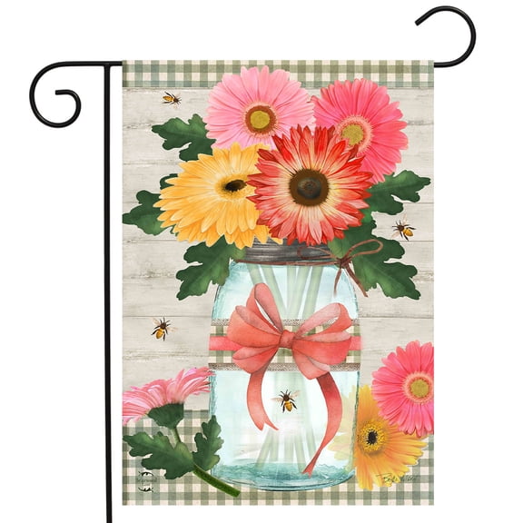 Briarwood Lane Daisies and Bees Jar Garden Flag