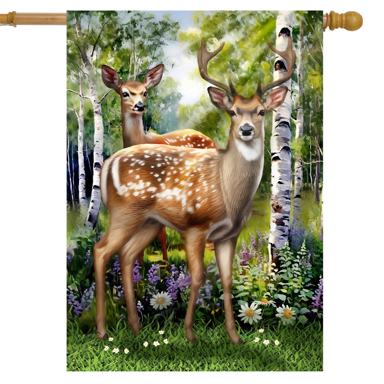 Briarwood Lane Deer in Forest House Flag