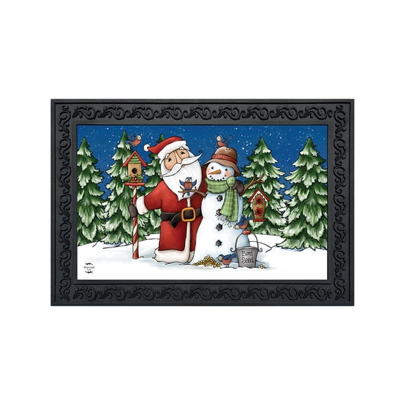 Briarwood Lane Doormat 30x18 Indoor Outdoor Santa and Snowman Christmas For Christmas Doormat