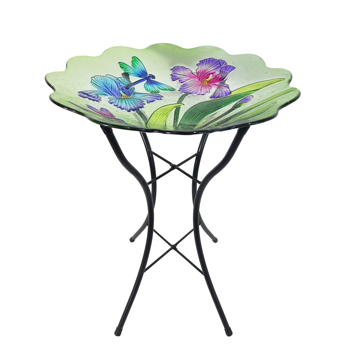 Briarwood Lane Spring Glass Dragonflies Bird Bath Including Metal Stand For Spring Birdbath