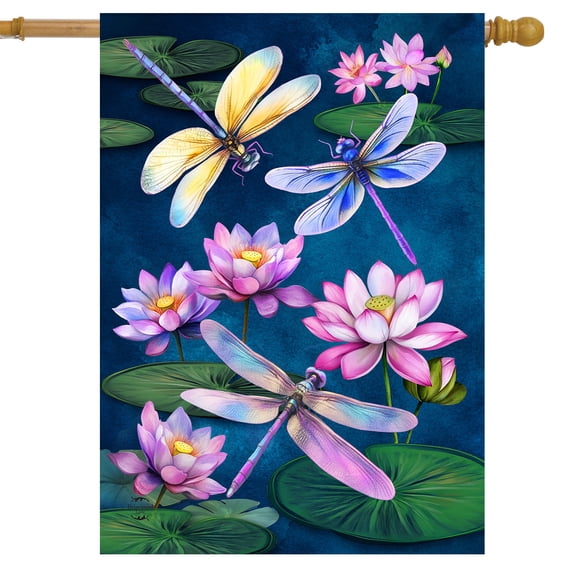 Briarwood Lane Dragonflies and Water Lilies House Flag
