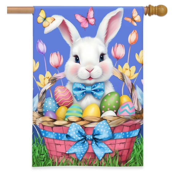 Briarwood Lane House Flag 40x28 For Outdoor Easter Bunny Basket For Easter House Flag