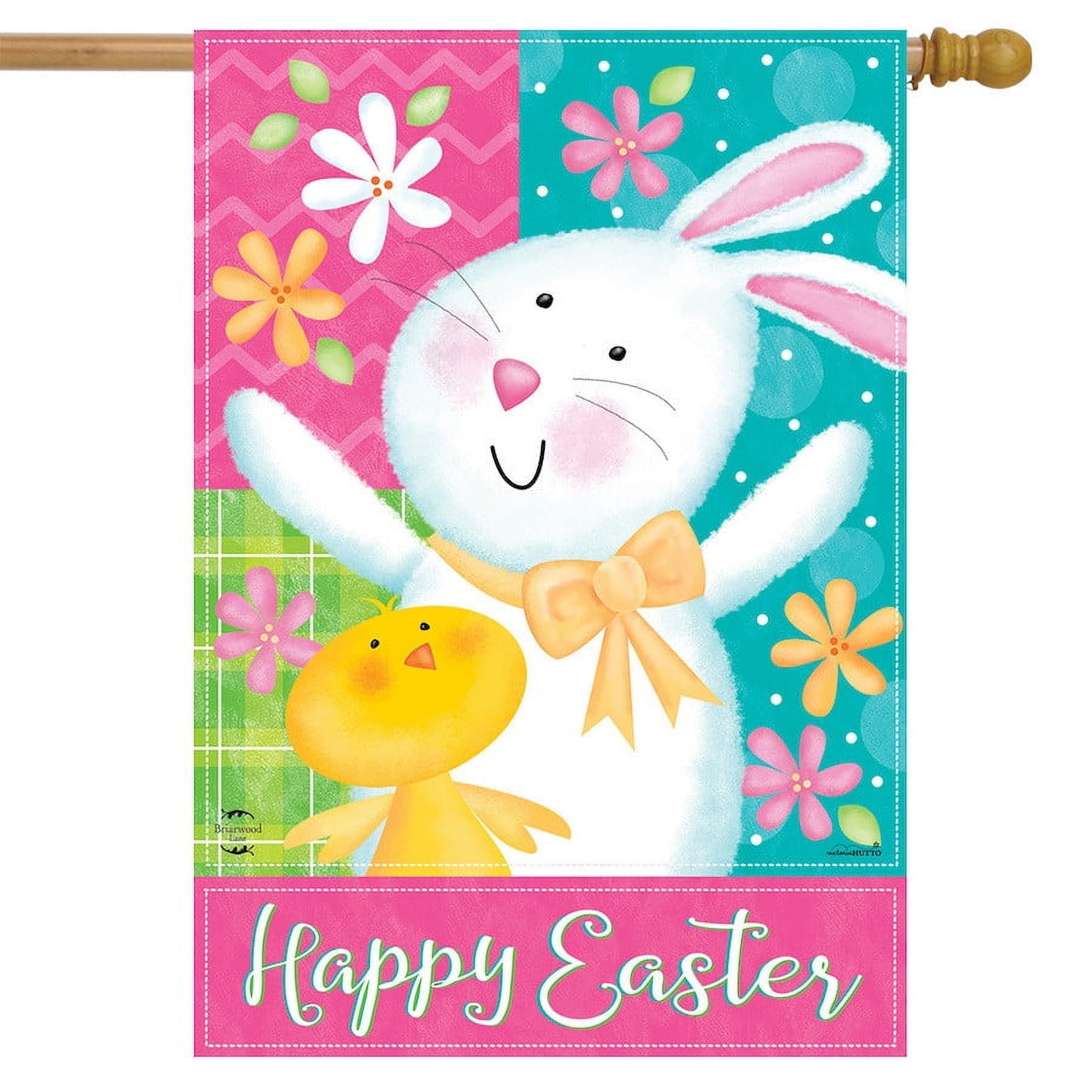 Easter Celebration Bunny and Chick Polyester Garden Flag