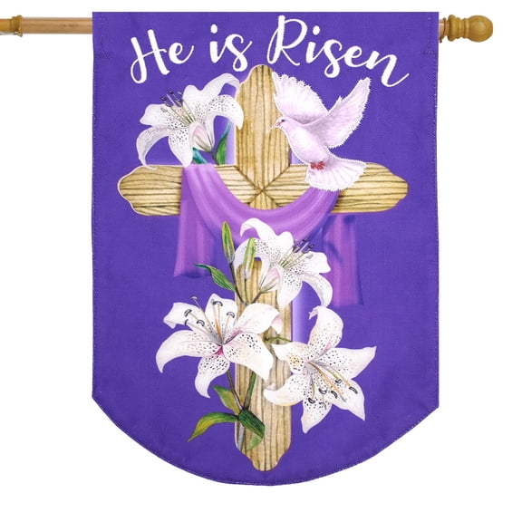 Briarwood Lane Easter Cross Burlap House Flag