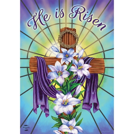 Briarwood Lane House Flag 40x28 For Outdoor Easter Cross Holiday For Easter House Flag