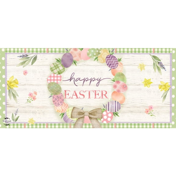 Briarwood Lane Easter Egg Wreath Mini Mat 22x10 Indoor Outdoor For Easter Doormat