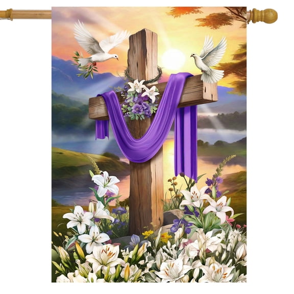 Briarwood Lane Easter Sunrise Cross House Flag