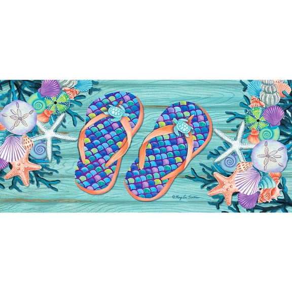 Briarwood Lane Summer Enjoy Life Flip Flops Mini Mat 22x10 Indoor Outdoor For Summer Doormat