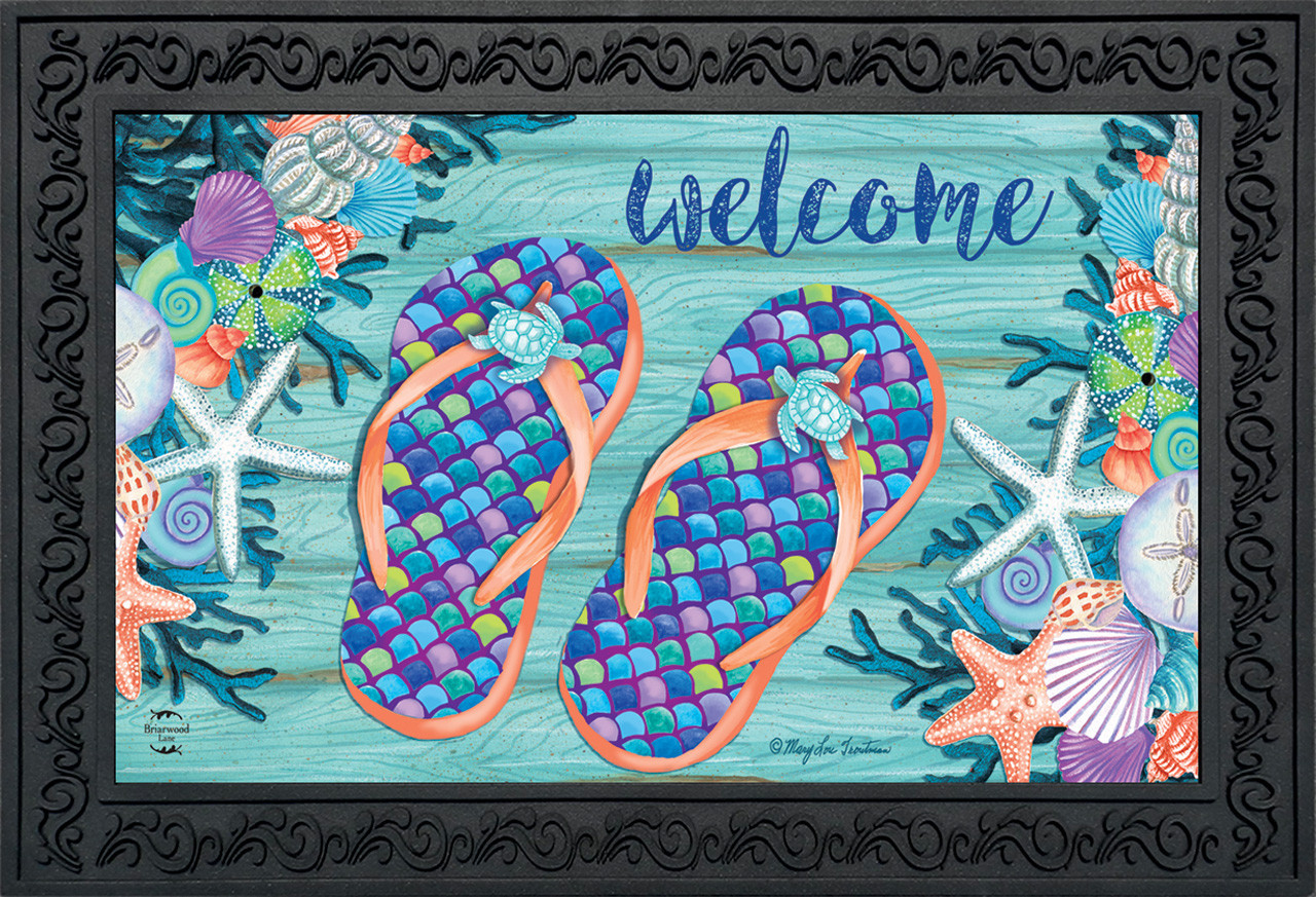Kalalou Recycled Flip Flop Door Mat – 20" X 48", Multicolor, Handmade From Foam Sandals