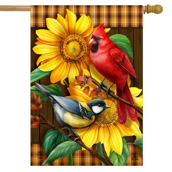 Briarwood Lane Fall Birds And Sunflowers House Flag