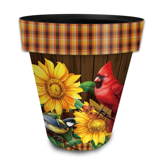 Briarwood Lane Fall Birds and Sunflowers Large Planter