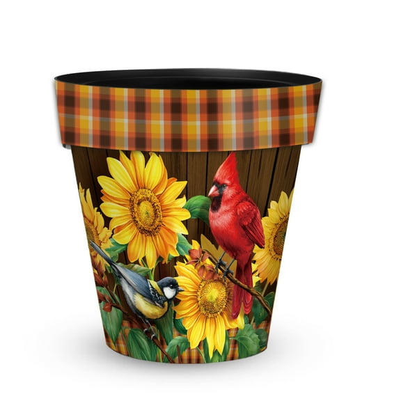 Briarwood Lane Fall Birds and Sunflowers Medium Planter