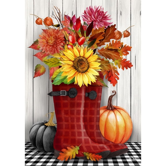 Briarwood Lane Fall House Flag 40x28 For Outdoor Fall Boots For Fall House Flag