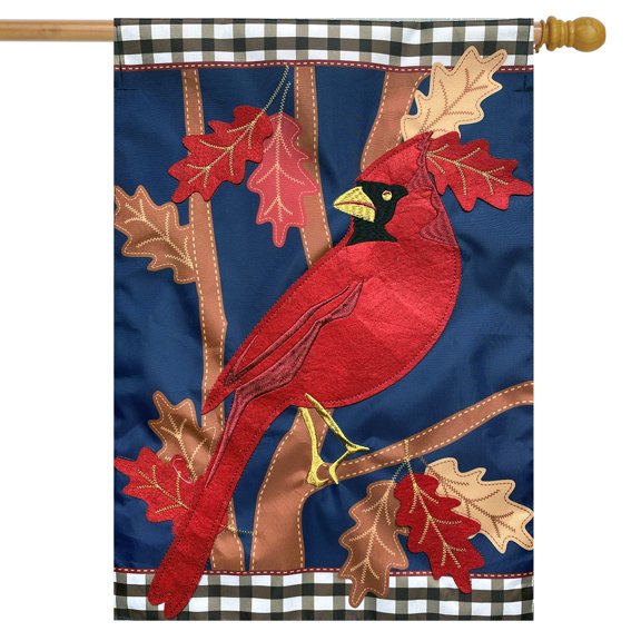 Briarwood Lane Fall Cardinal Applique House Flag