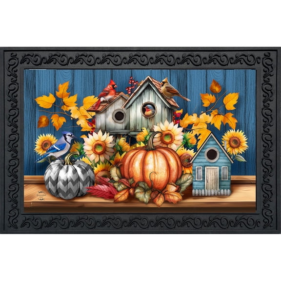 Briarwood Lane Fall Doormat 30x18 Indoor Outdoor Fall Feathered Friends For Fall Doormat