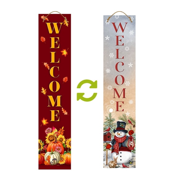 Briarwood Lane Fall Foliage/Snowman Pine Reversible Porch Leaner