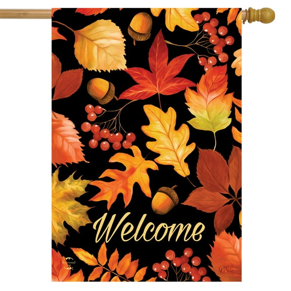 Briarwood Lane Fall Leaves & Acorns Welcome House Flag