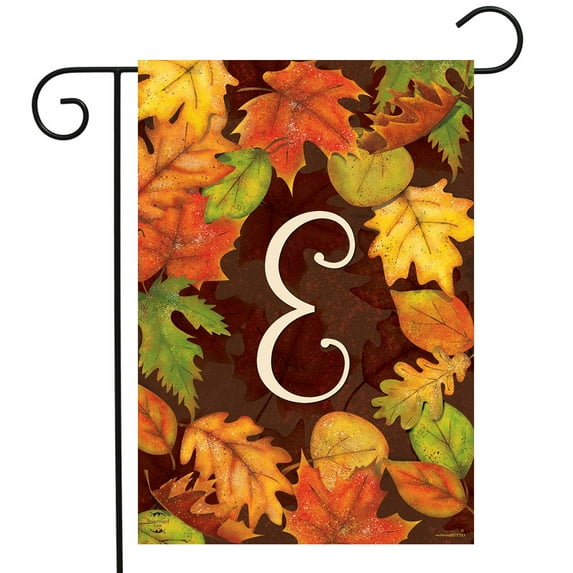 Briarwood Lane Fall Leaves Monogram Letter E Garden Flag