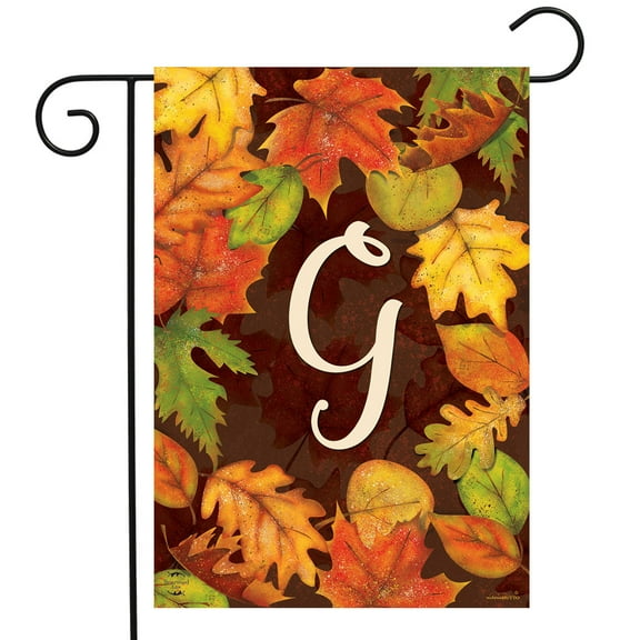 Briarwood Lane Fall Leaves Monogram Letter G Garden Flag