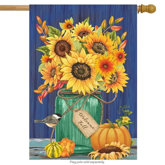 Briarwood Lane Fall Mason Jar Sunflowers House Flag