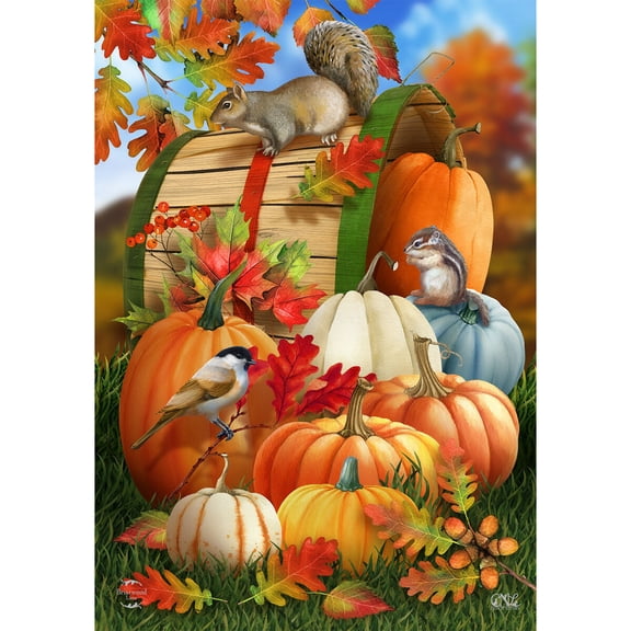 Briarwood Lane Fall House Flag 40x28 For Outdoor Fall Pumpkin Gathering For Fall House Flag