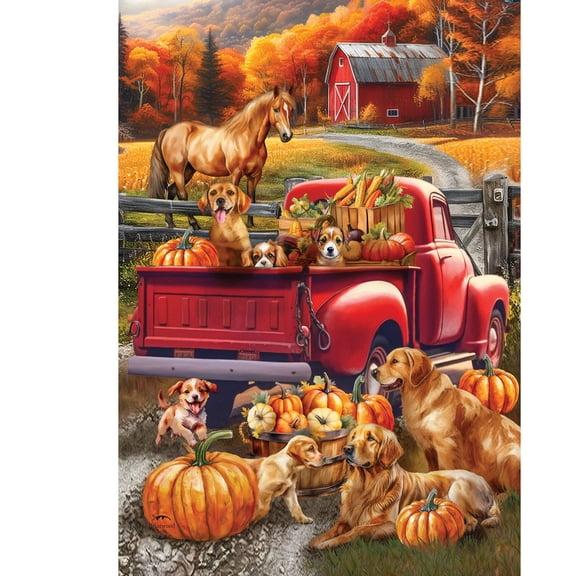 Briarwood Lane Fall House Flag 40x28 For Outdoor Fall Puppy Pickup For Fall House Flag