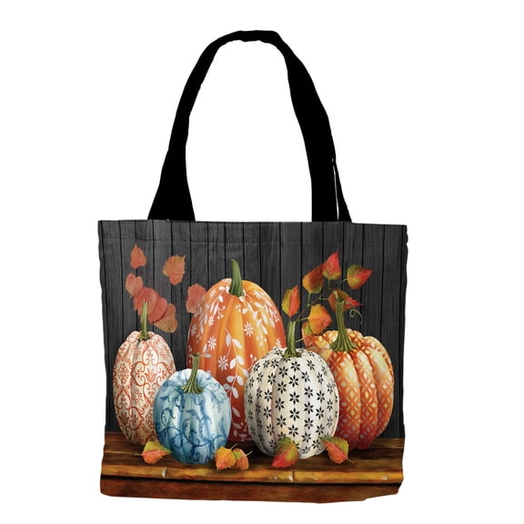Briarwood Lane Fall Tote Bag 15" x 14" x 7" Elegant Pumpkins For Fall Tote