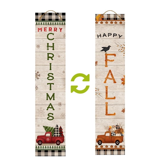 Briarwood Lane Fall Double Sided Reversible Pine Porch Leaner 47x9.5 Fall Winter Truck For Fall Porch Leaner