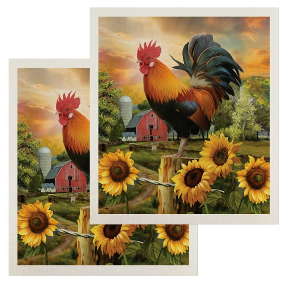 Briarwood Lane Fancy Rooster Swedish Dishcloth (2-pack)