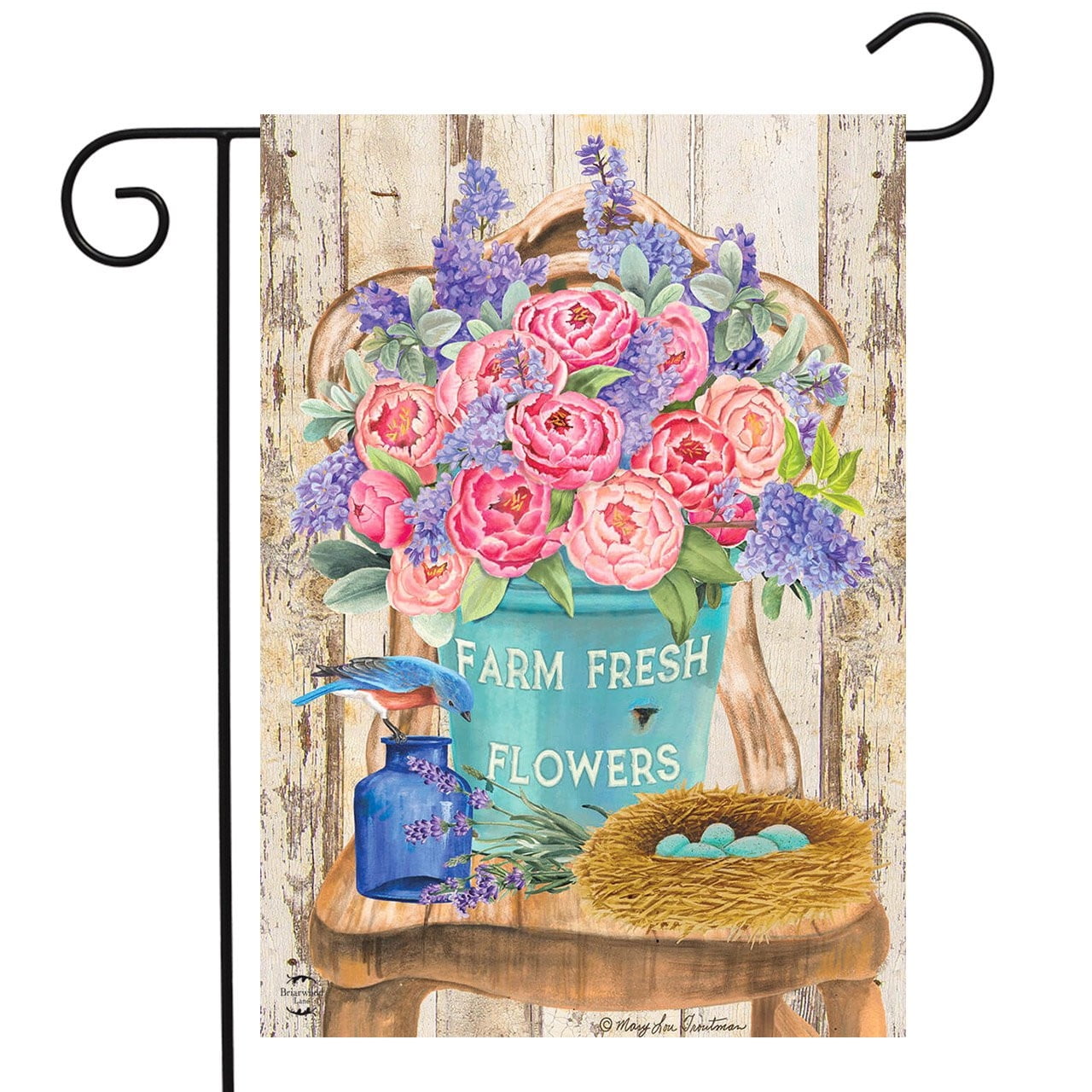 Farm Fresh Peonies Spring Garden Flag with Floral Design