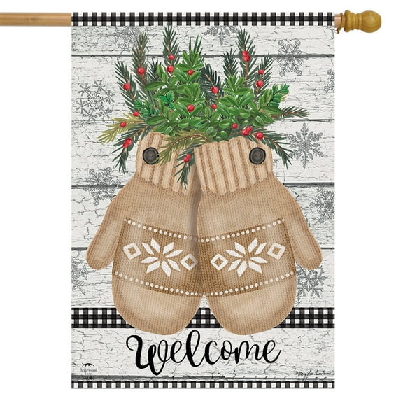 Briarwood Lane Farmhouse Mittens Winter House Flag