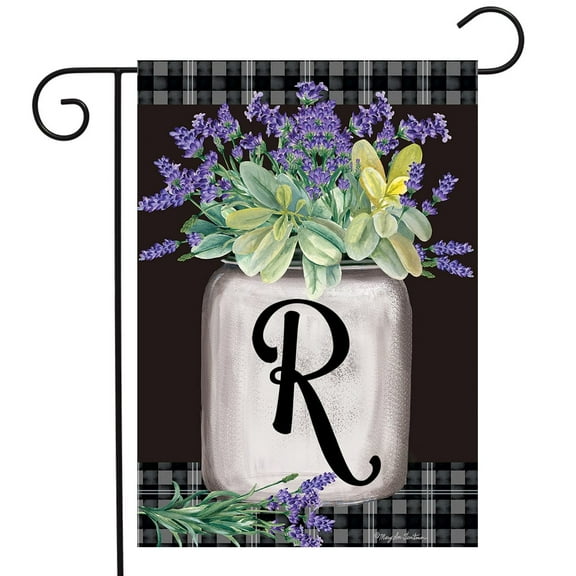 Briarwood Lane Farmhouse Monogram Letter R Garden Flag