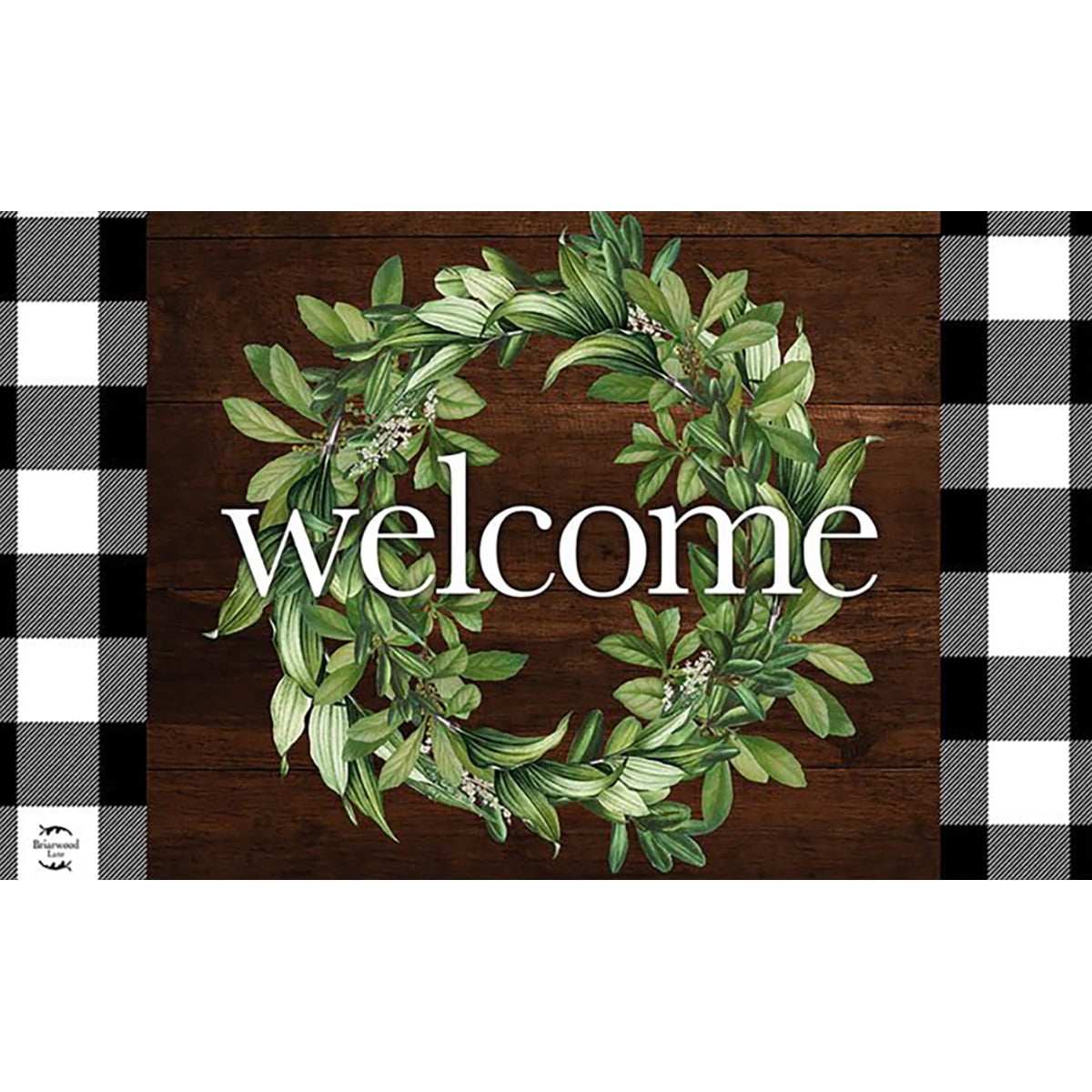 Farmhouse Wreath Welcome Doormat with Rubber Backing