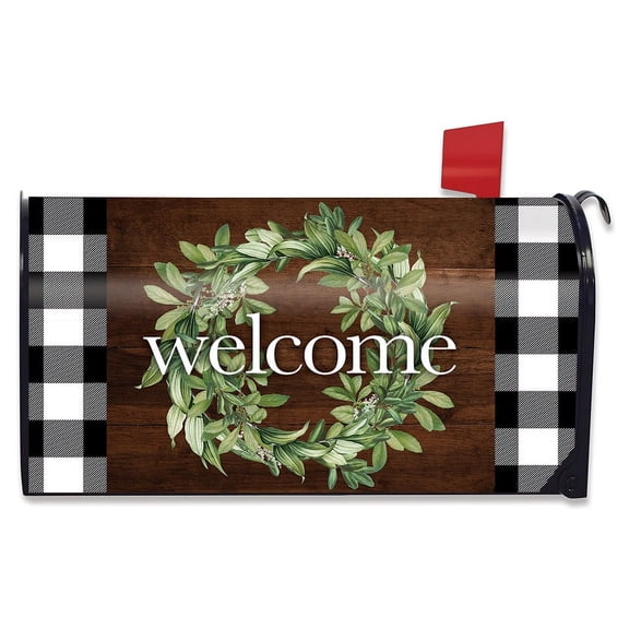 Briarwood Lane Farmhouse Wreath Spring Mailbox Cover