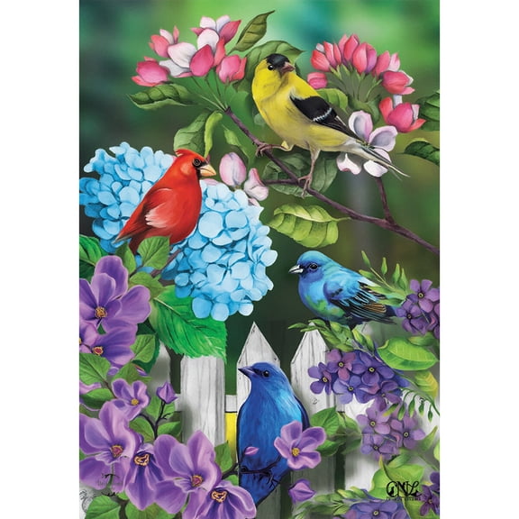 Briarwood Lane House Flag 40x28 For Outdoor Feathered Friends Spring For Spring House Flag